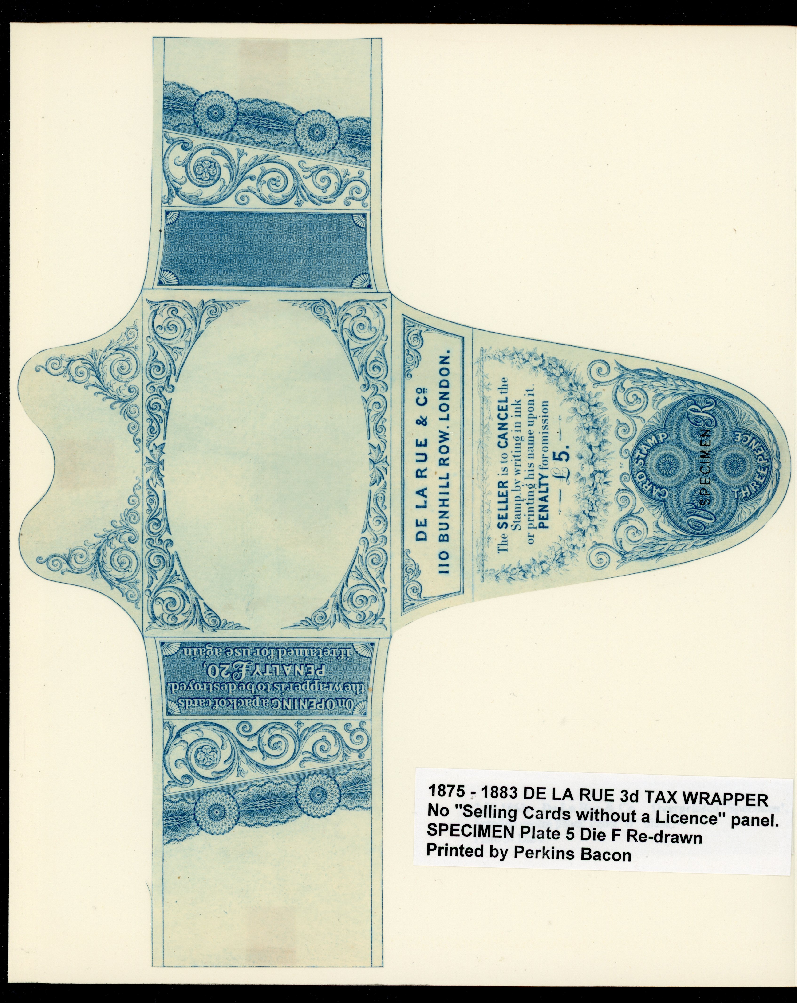 GB Playing Card Wrapper 1873 3d De La Rue wrapper