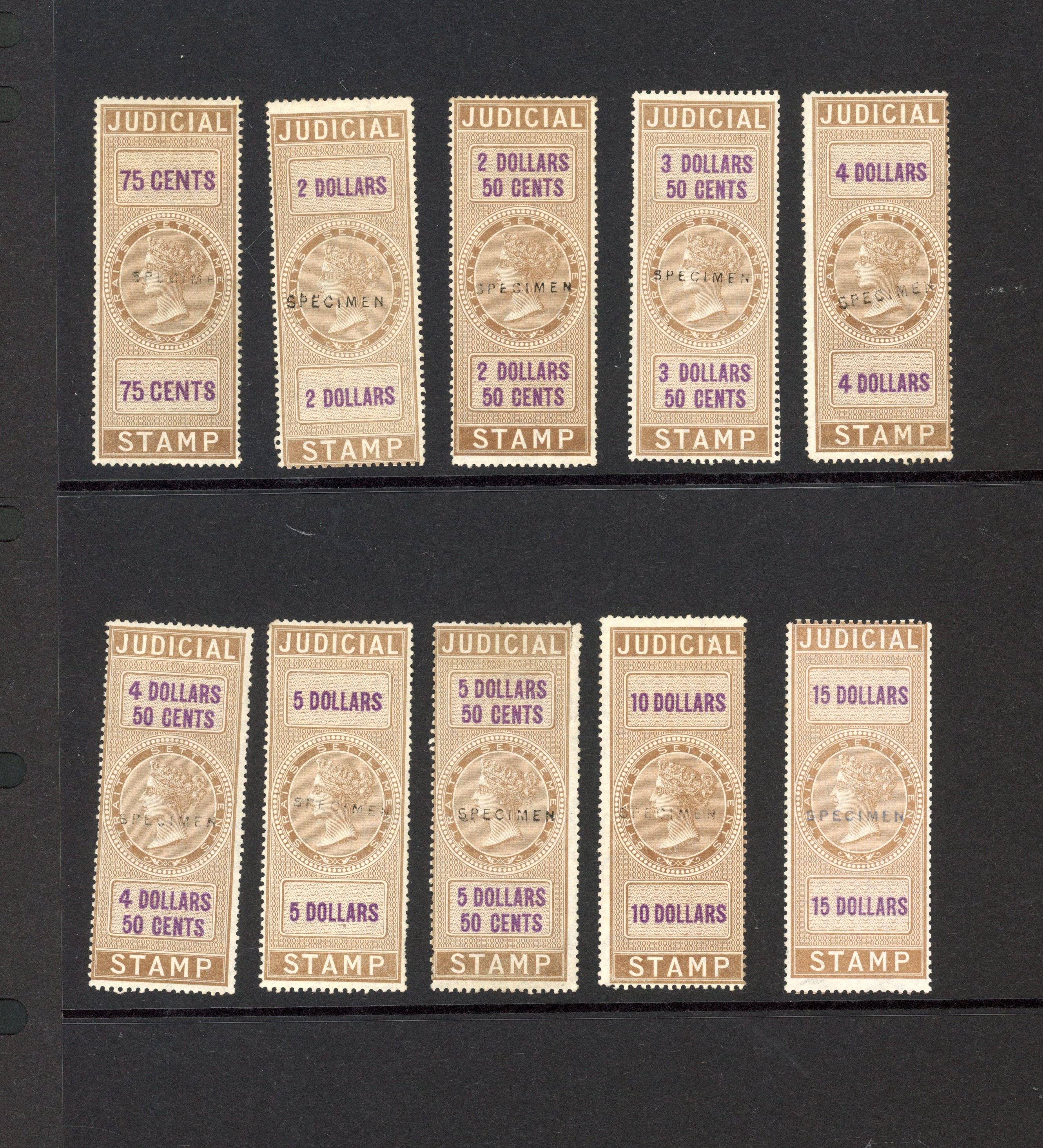 Straits Judicial 1868 First Issue Specimens