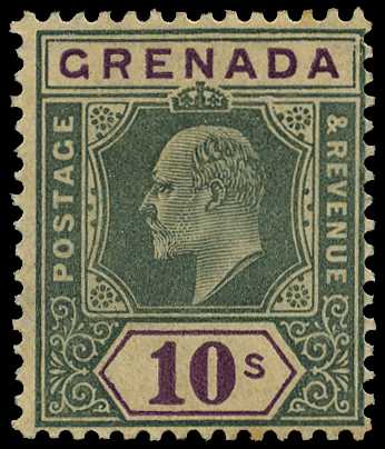 1906 10/- green and purple watermark MCA, R1/3...