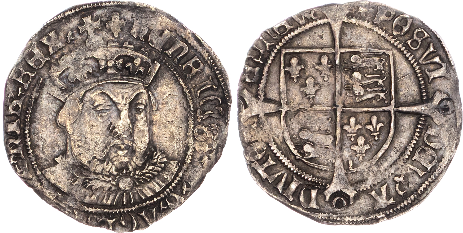 Henry VIII (1509‑1547) AR Groat 2.64gm. Third Coinage ‑ 1544‑1547, Tower mint, mm: Lis.