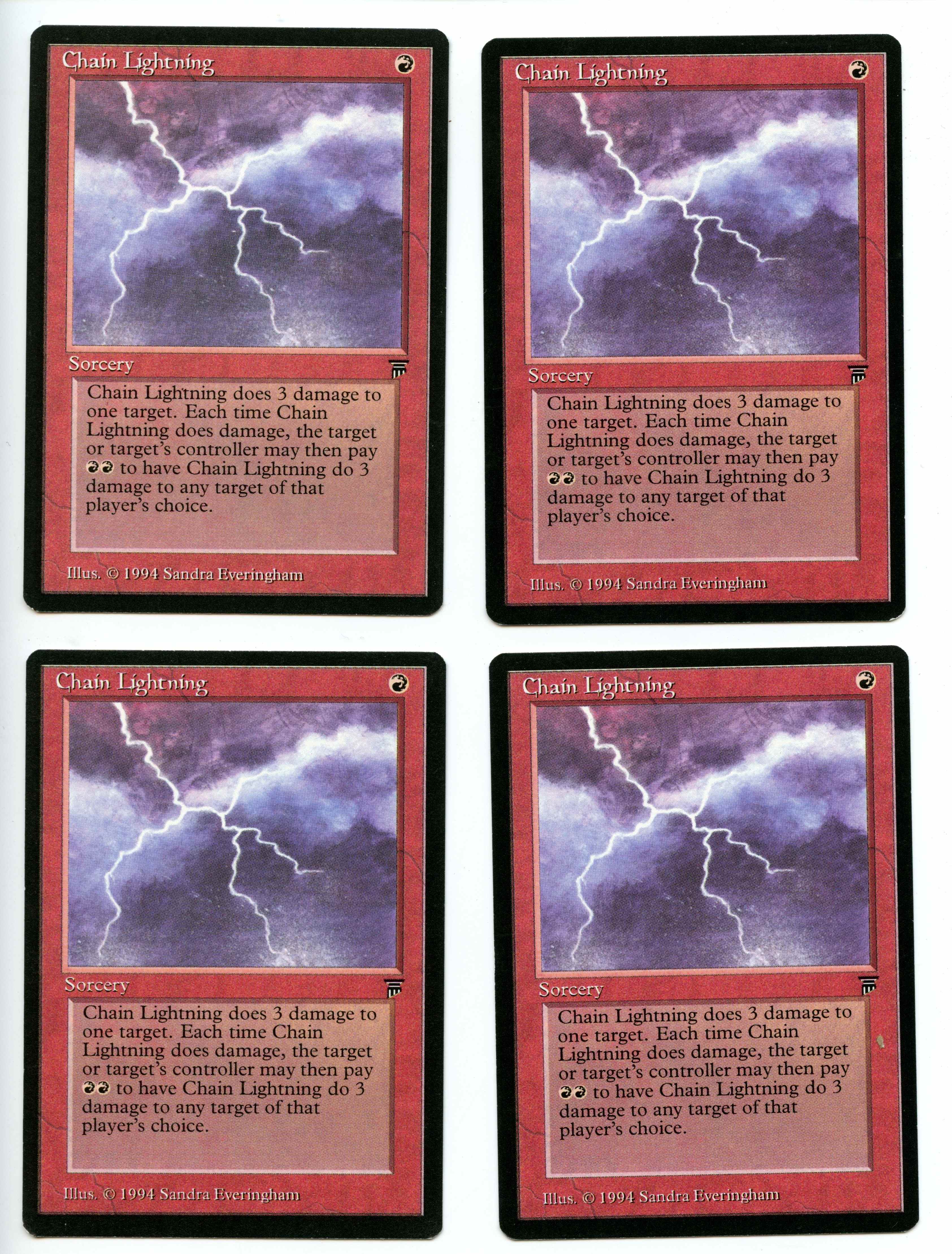 Magic the Gathering - Chain Lightning  Playset - Legends - Lightly Played