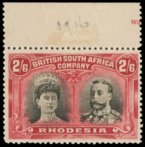 2s6d brownish black and carmine-red RSC A, position 2 hook in ear mint