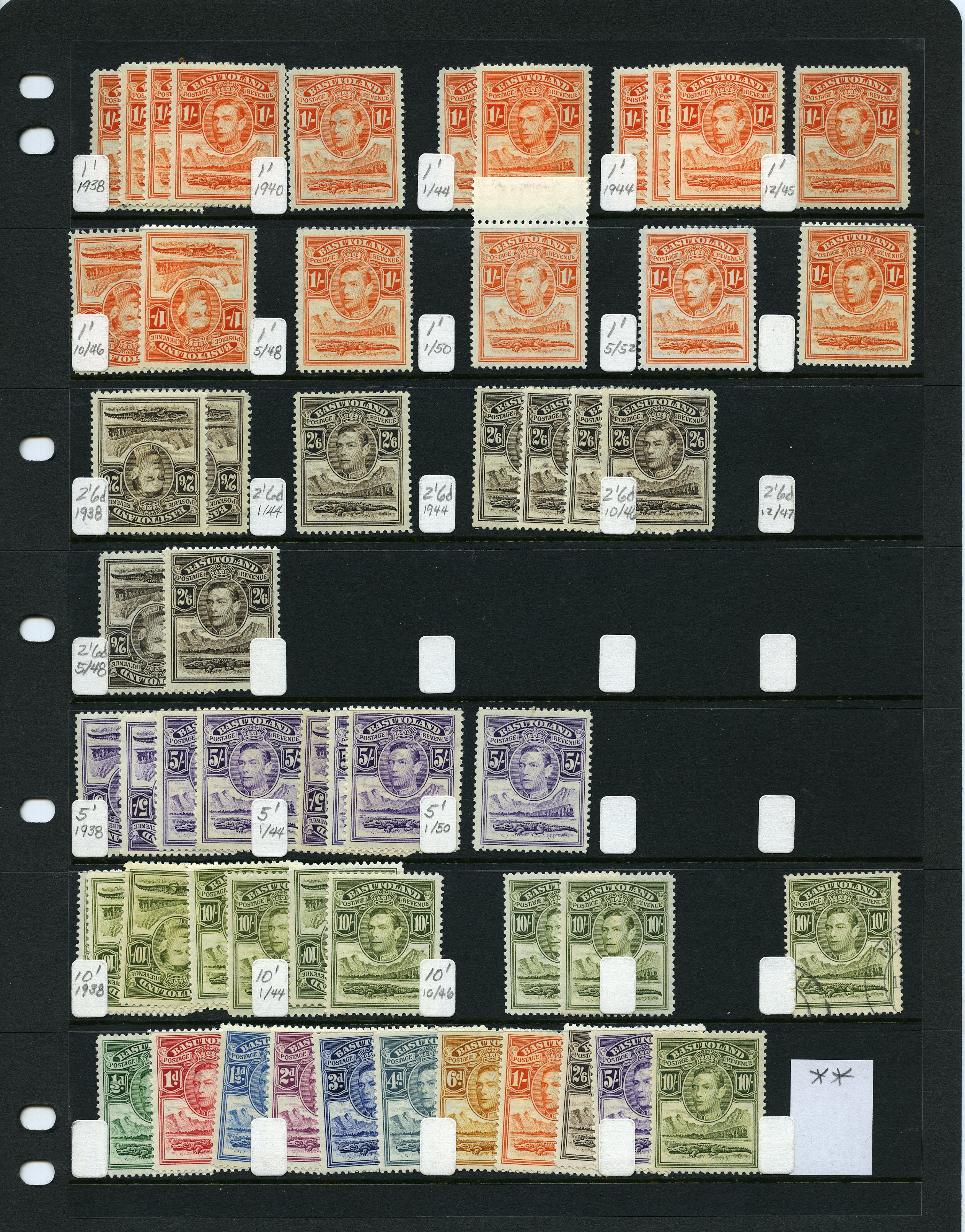 1938 definitive mint stock on Hagner sheets,...