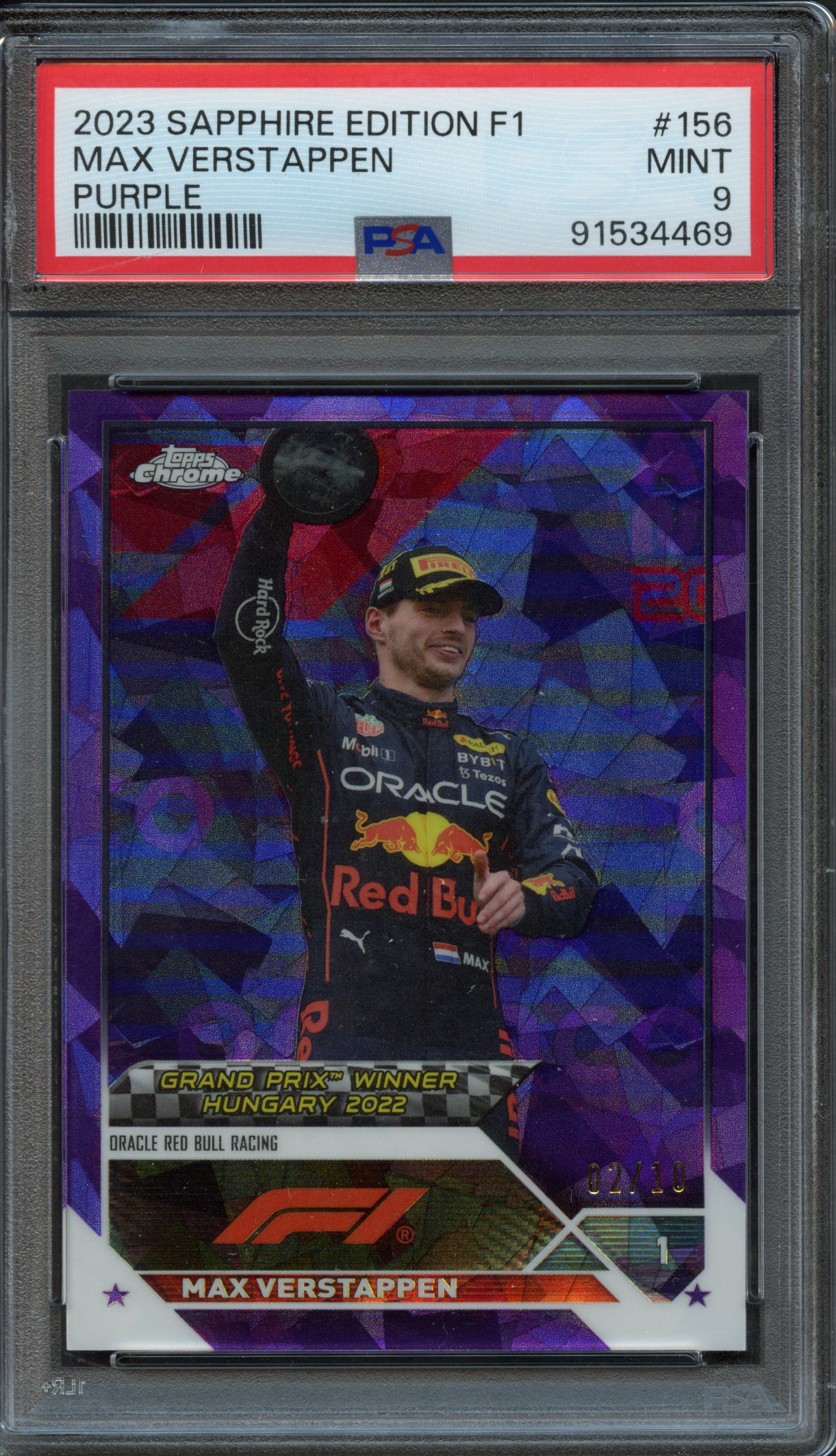 <p>PSA 9 2023 Topps Chrome Sapphire Edition F1 Max Verstappen #156 Purple</p>