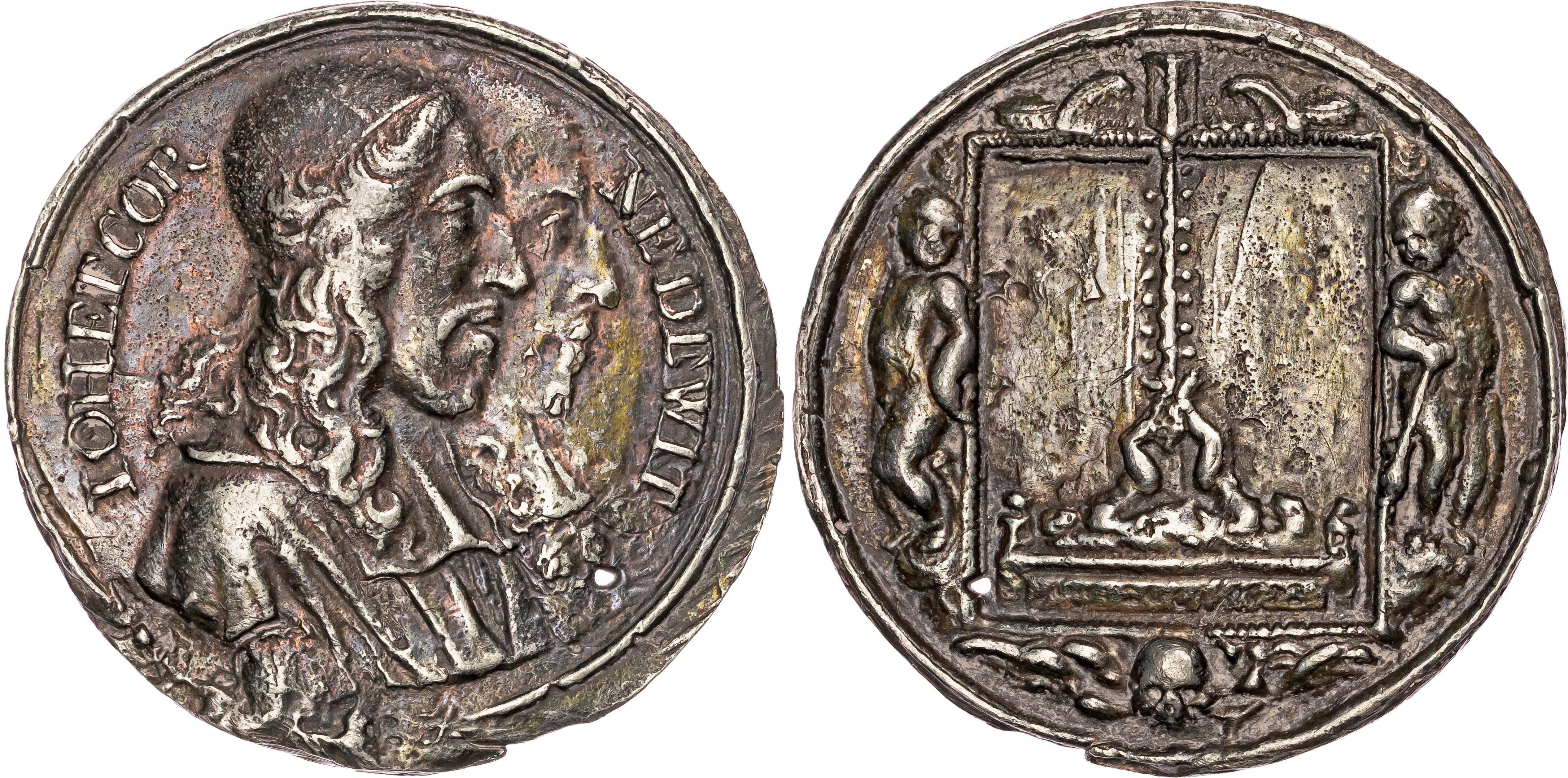 Netherlands, Murder of the de Witt Brothers 1672, lead crudely cast Medal 1672, unsigned. 