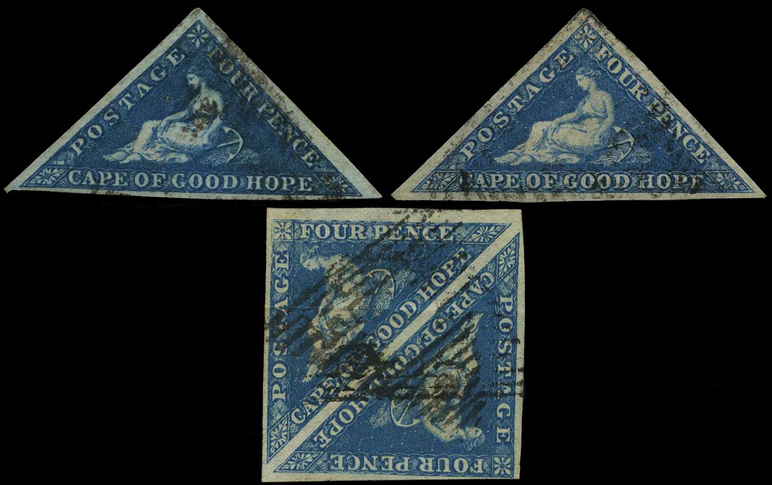 1855-63 4d deep blue and 4d blue, fine single...