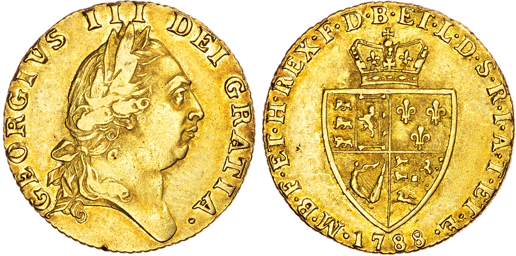 George III (1760-1820), AV ‘Spade’ Guinea, 1788. 