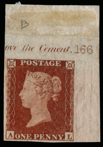 1841 1d Red brown Pl.166. (Alphabet II) Imperforate imprimatur