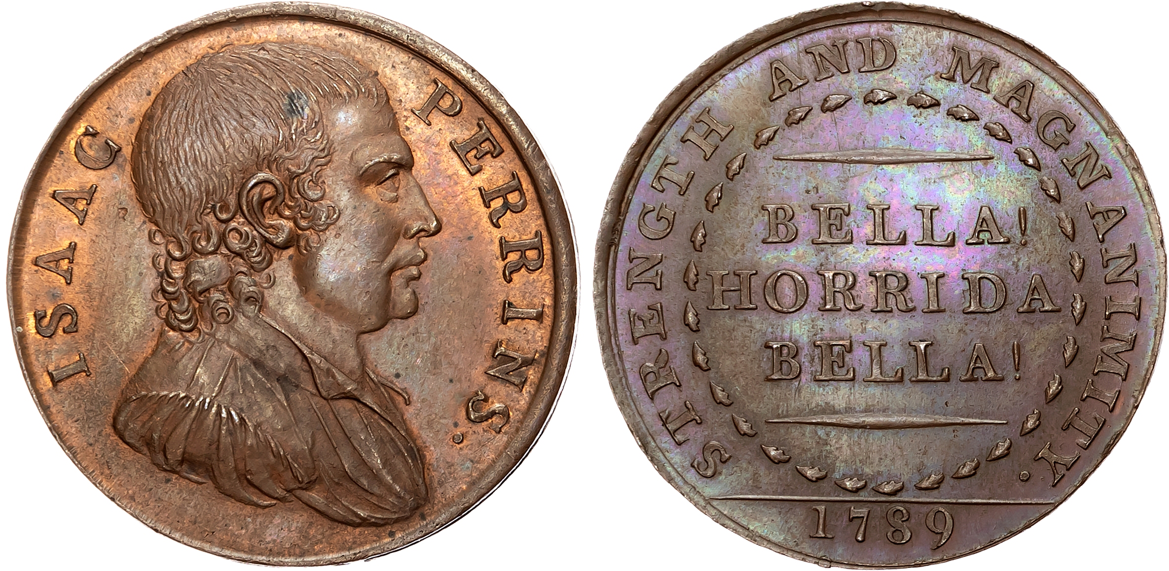 Oxon. Banbury, Prize Fighting Ring, Penny/medalet 1789, unsigned, bust of Thomas Johnson left, rev . BELLA! HORRIDA BELL …