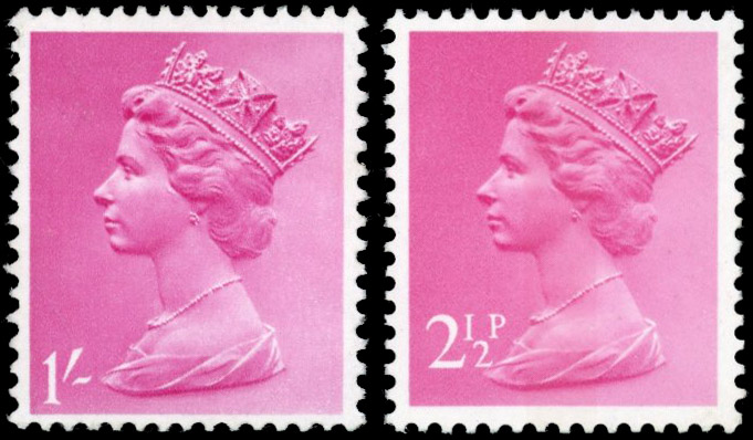 GB SG 742 1967-70 Machin 1s colour trial in magenta 