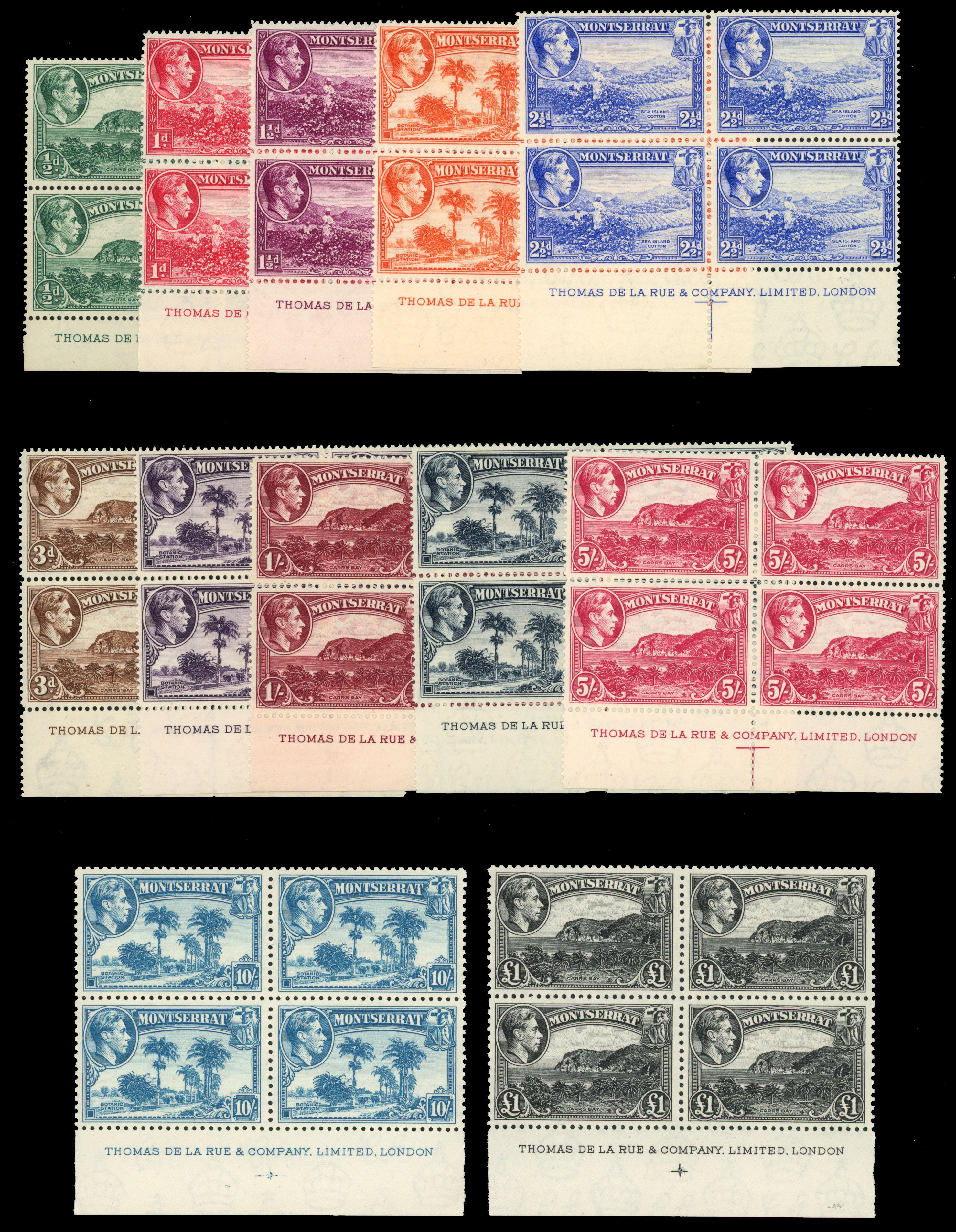 Montserrat SG 101a-112 imprint blocks mint