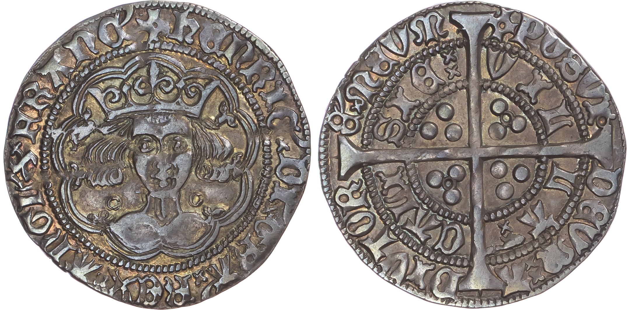 Henry VI (First Reign, 1422-1460), AR Groat, Annulet Issue (1422-1430), Calais mint, mm. pierced cross.