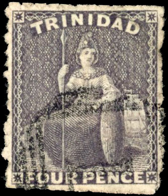Trinidad SG 33 1859 4d dull lilac pin-perf used