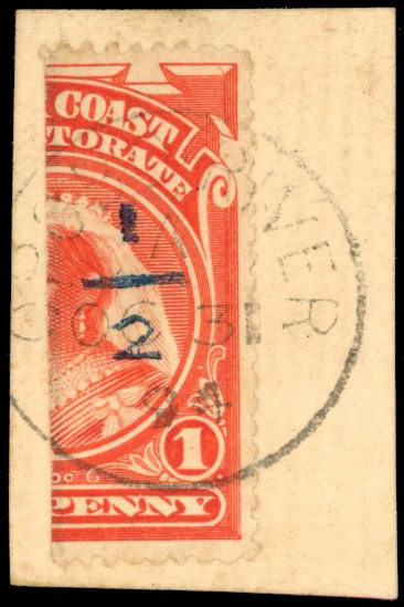 Niger Coast SG 64 '½' Opobo provisional in blue used on piece