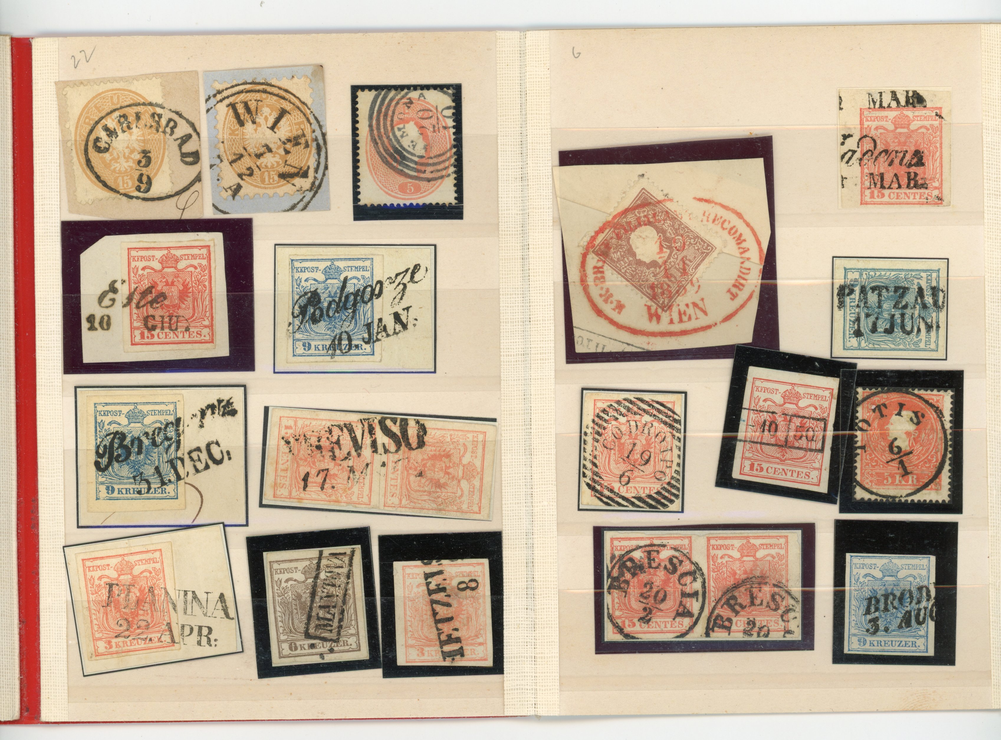 Small World Classic group with India 4a, B.E.A. 1895 ½a on 3a, Lombardy Venetia