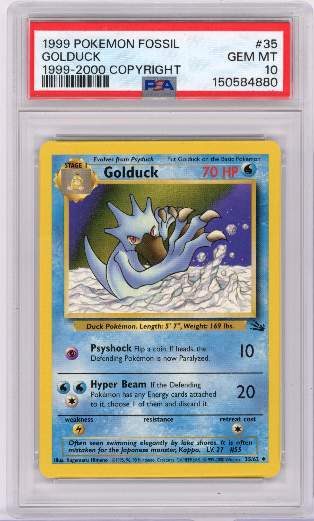 PSA 10 Golduck #35 Fossil 1999-2000 Date
