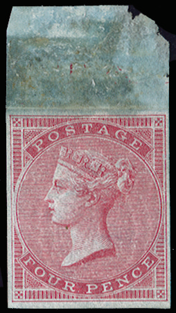 GB SG62var 1855 4d Carmine Pl.1. (Wmk. Sm gart.). Imprimatur