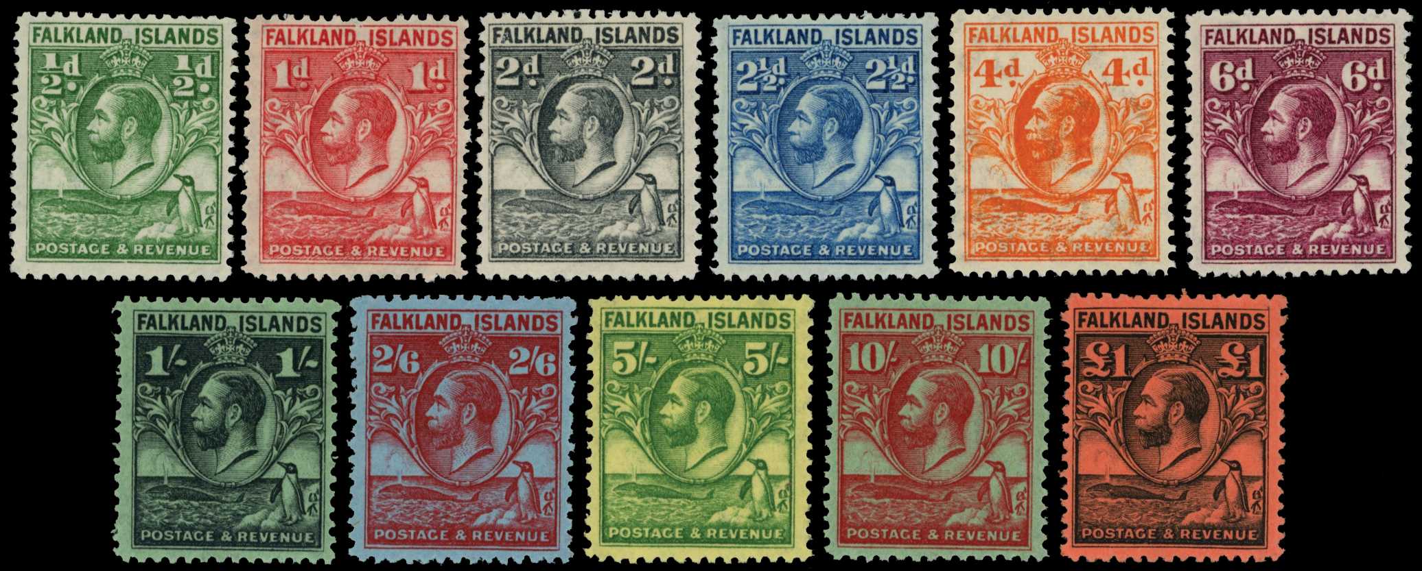 1929-37 'Whale & Penguin' set to £1 black on...