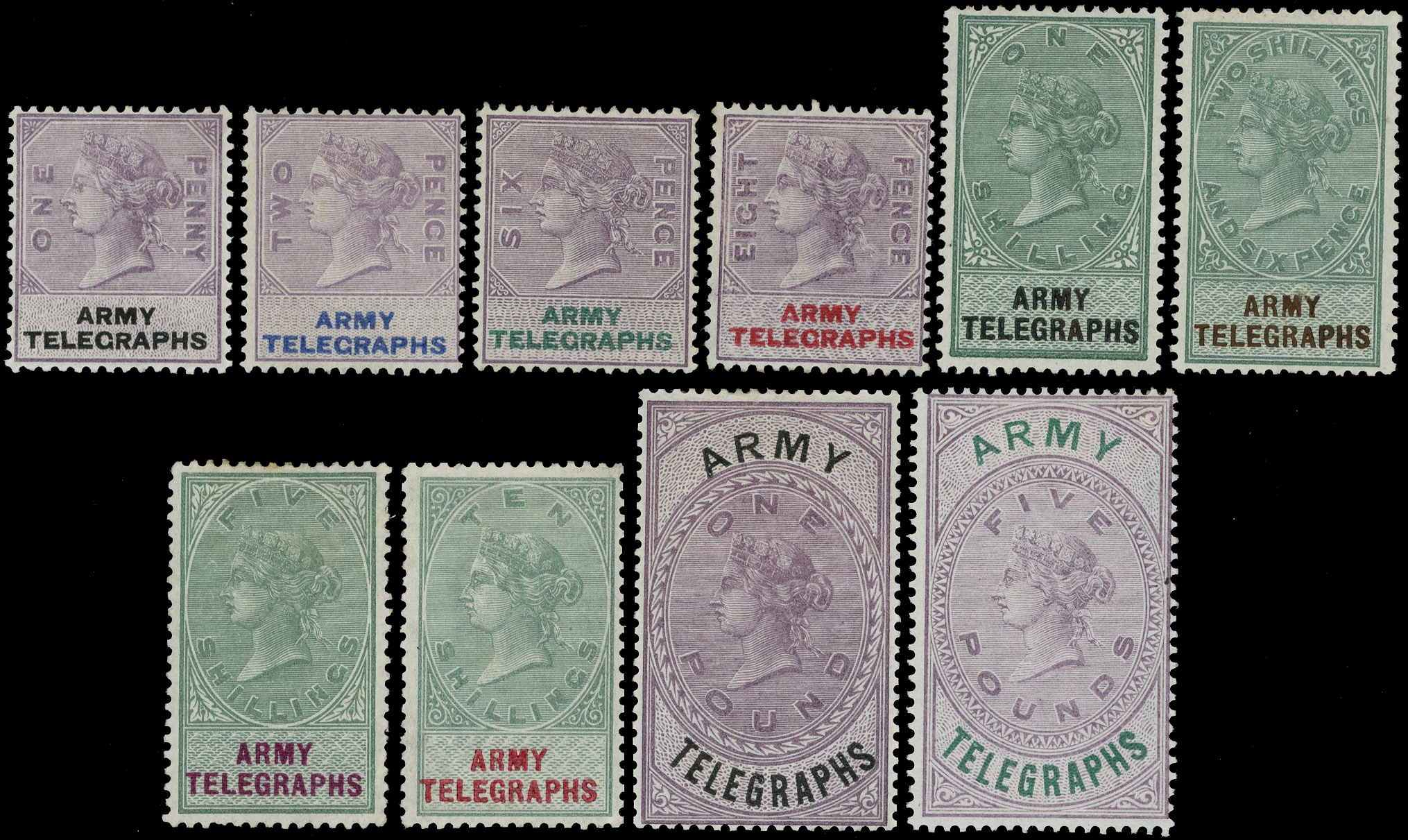 Army Telegraphs 1899-1900 part set of 10 to £5