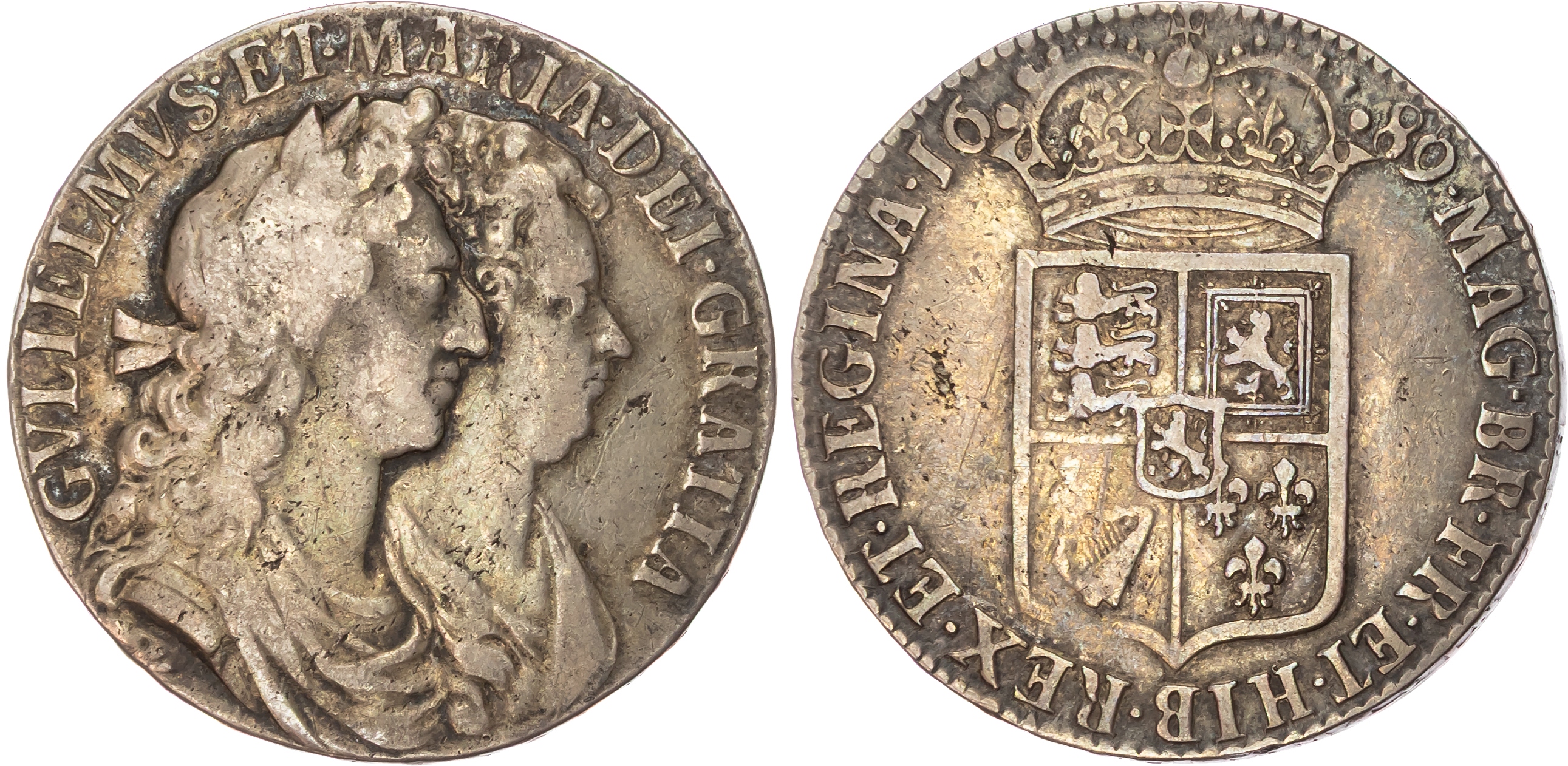 William and Mary (1689-1694) Halfcrown, 1689, PRIMO.
