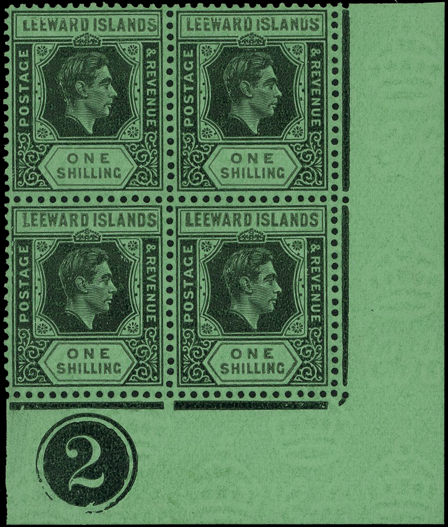 Leeward Islands SG 110bb, bba Plate block mint