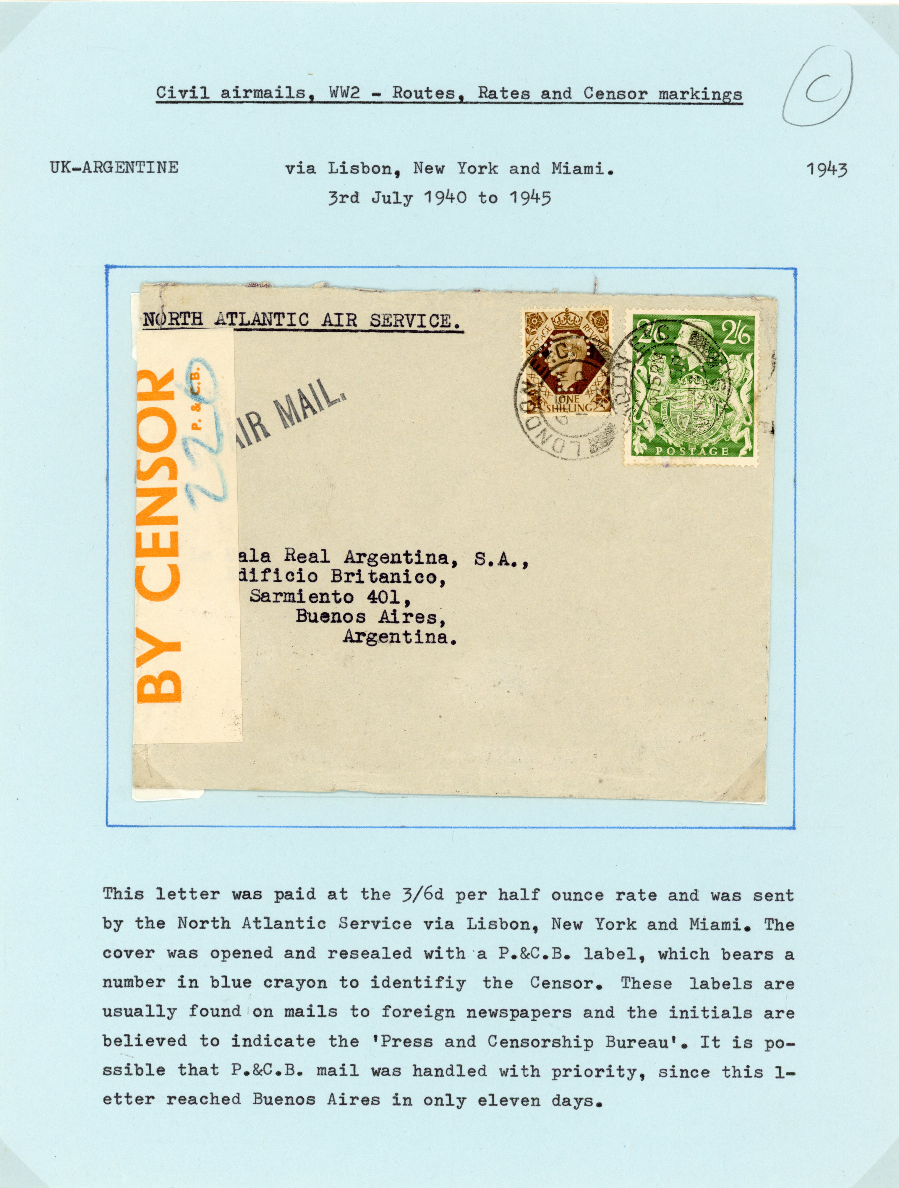 GB 1940-44 airmail rate covers