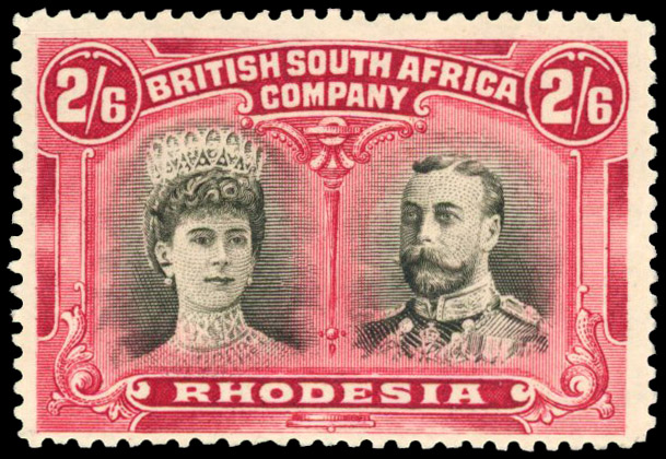 SG 155a 2s6d grey-black and deep carmine, #2 gash in ear mint