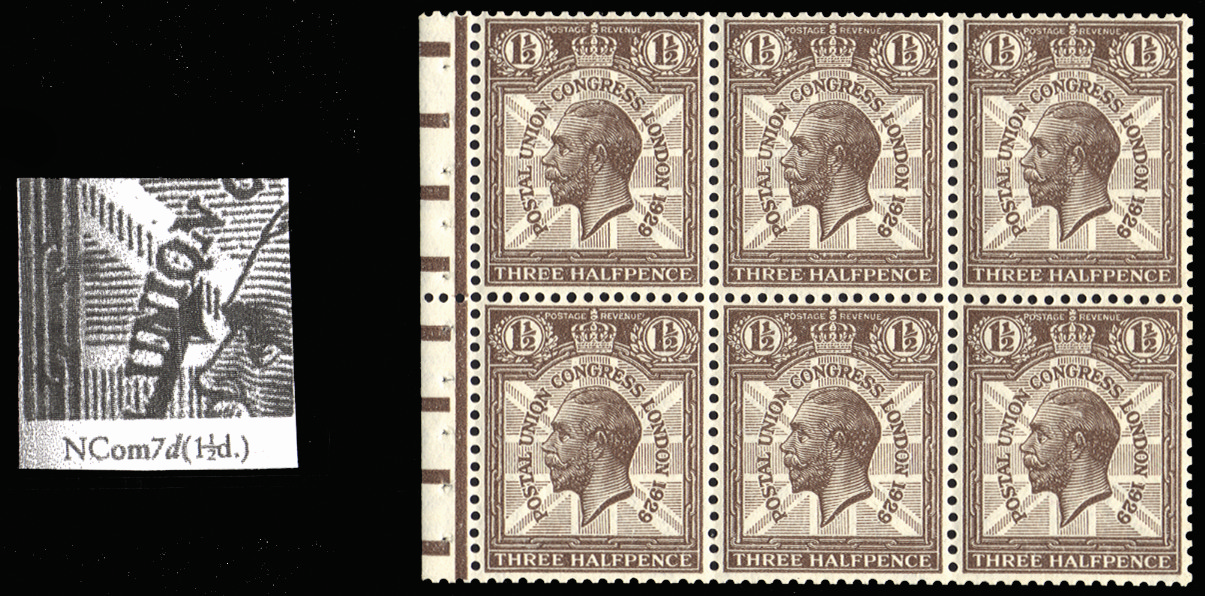 GB SG436var 1929 1½d Purple brown. Q for O Booklet pane.