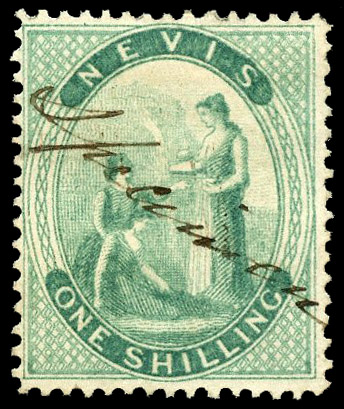 Nevis SG 13 manuscript "Specimen"