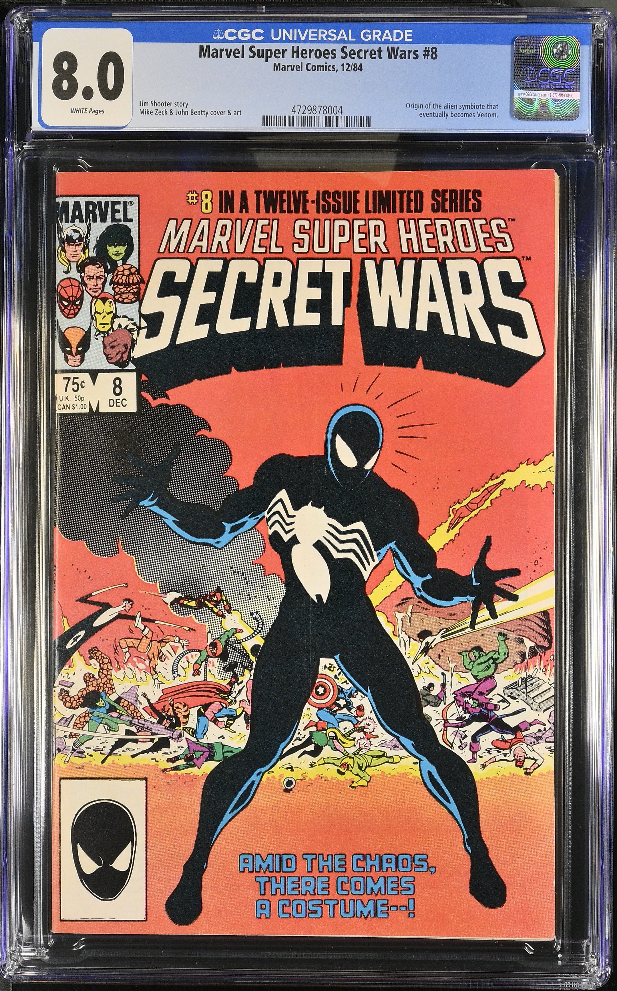 Marvel Super Heroes Secret Wars #1-#12 Iconic Covers CGC 8.0 Secret Wars #8 (Marvel Comics, 1984) White Pages