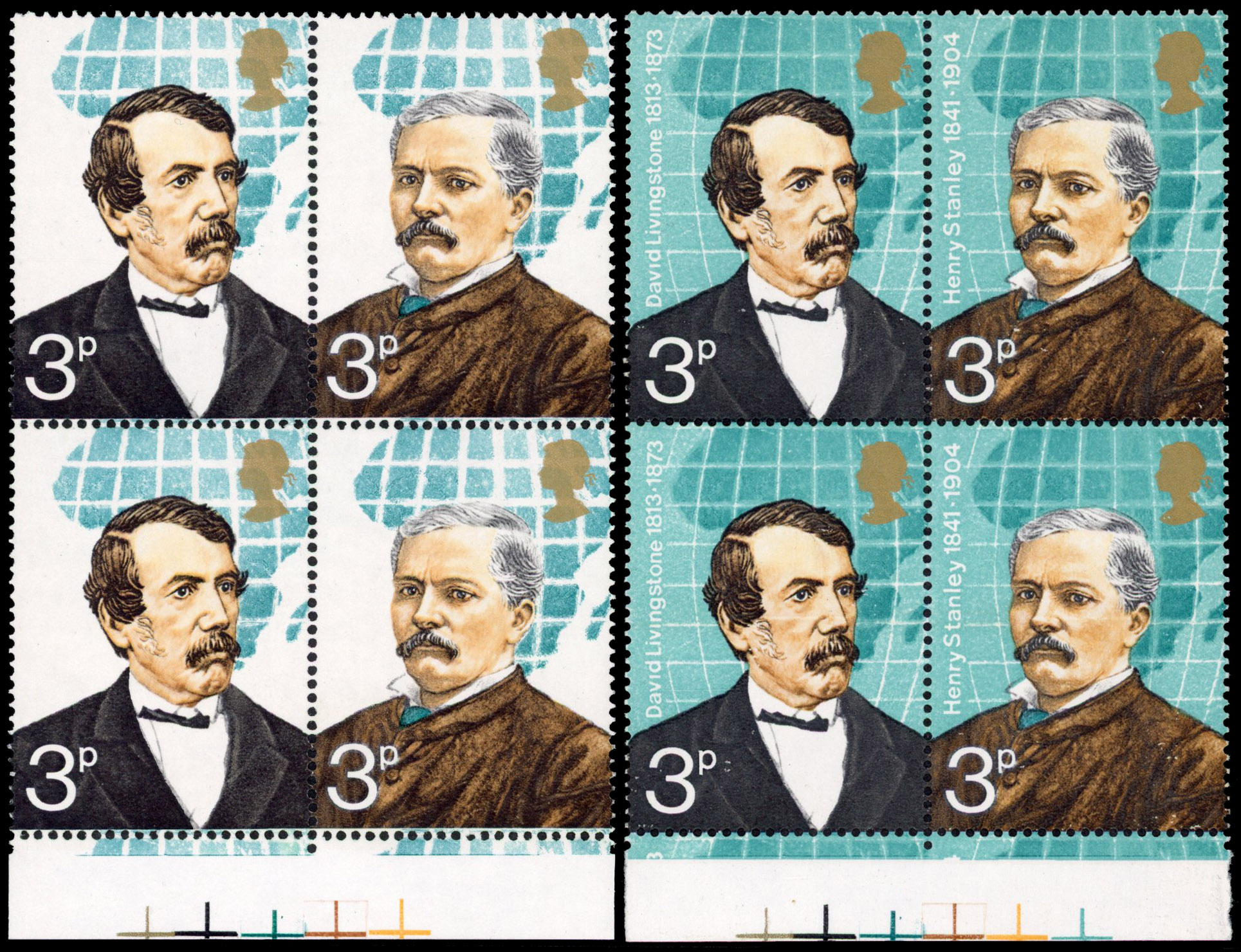 Great Britain SG 923/4ac turquoise-blue omitted 