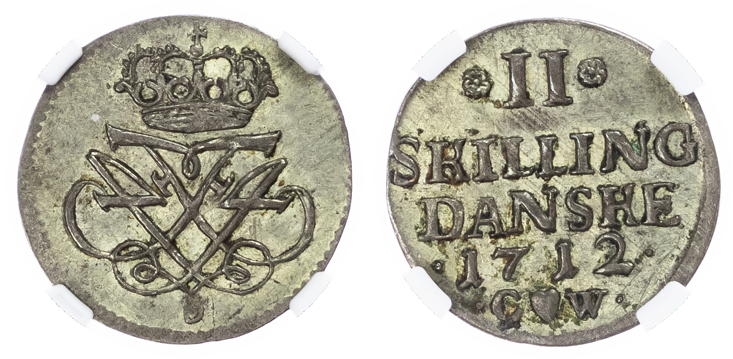 Denmark. Frederik IV Bi 2 Skilling Dansk. 1712 CW.