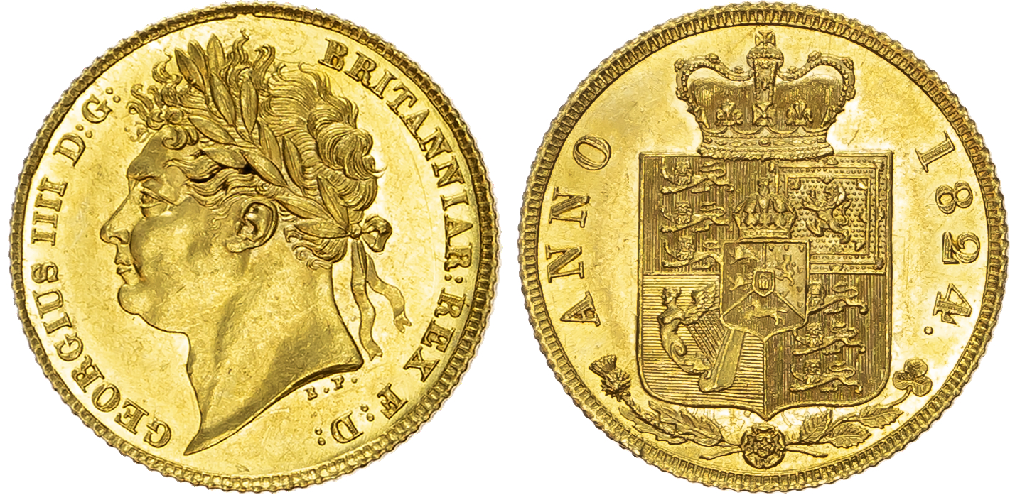 George IV (1820-1830) Half Sovereign, 1824.