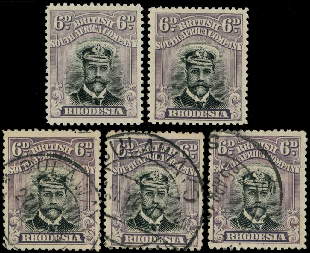 1913-7 6d Head Die II, perf 14. Plate 4 State...