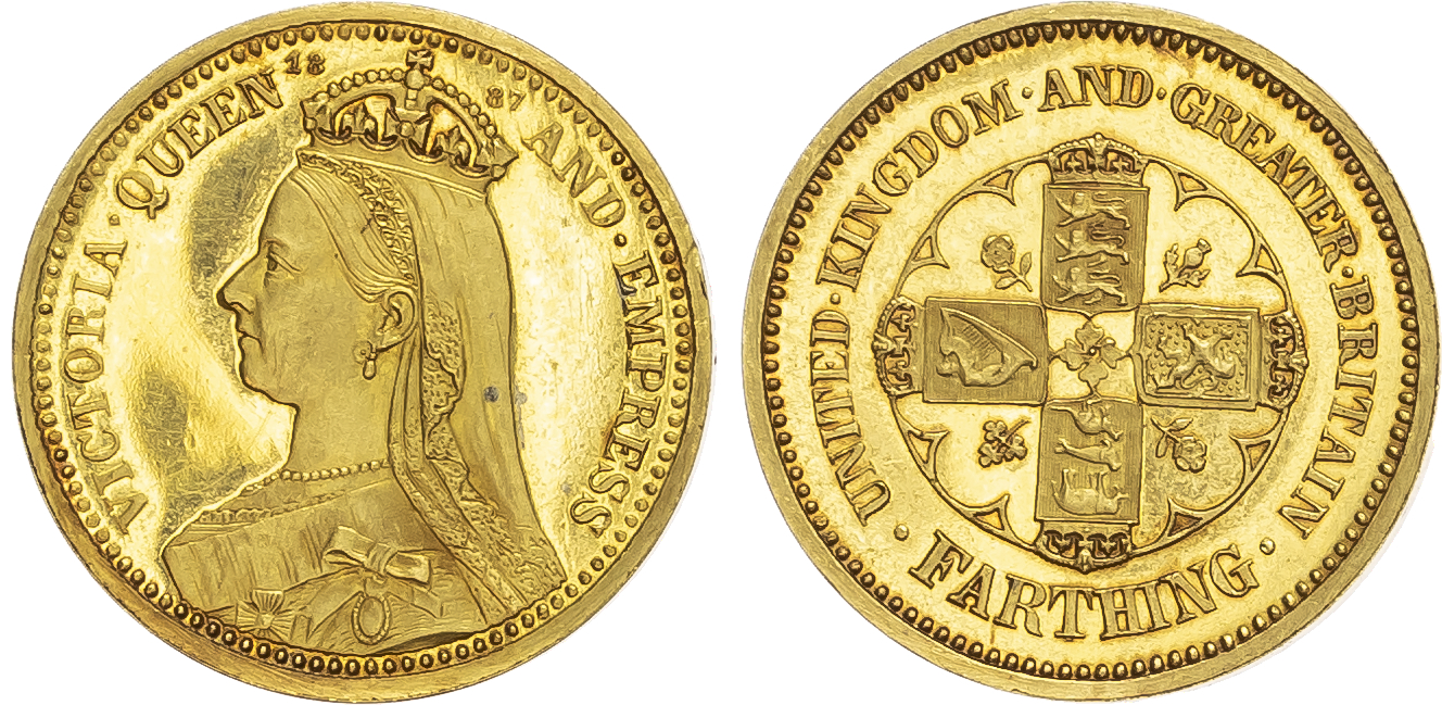 Victoria (1837–1901) Pattern Farthing in gold 1887
