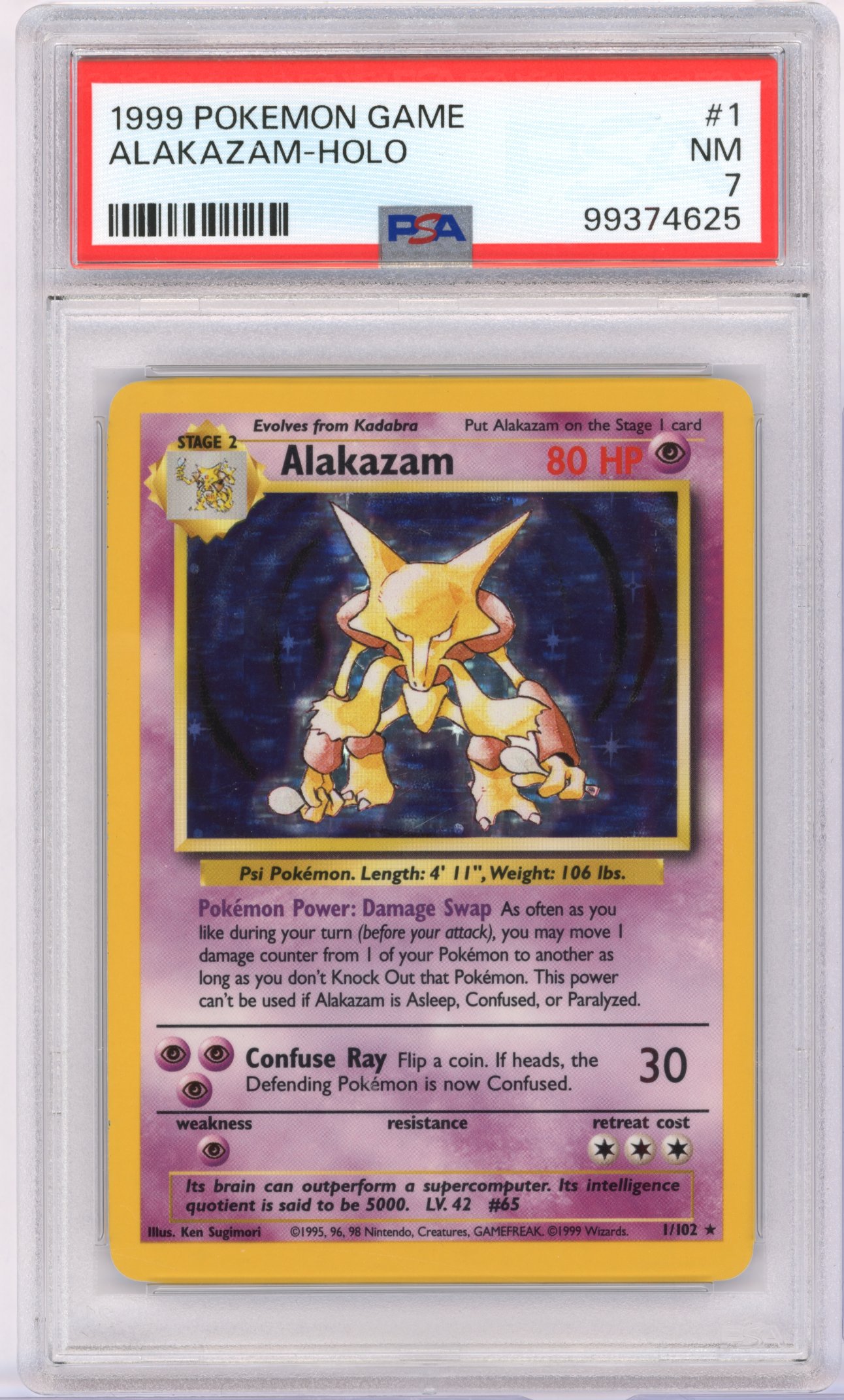 PSA 7 Alakazam #1 Holo Base Set