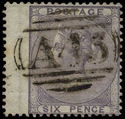 GB USED ABROAD: 1856 6d lilac with wing...
