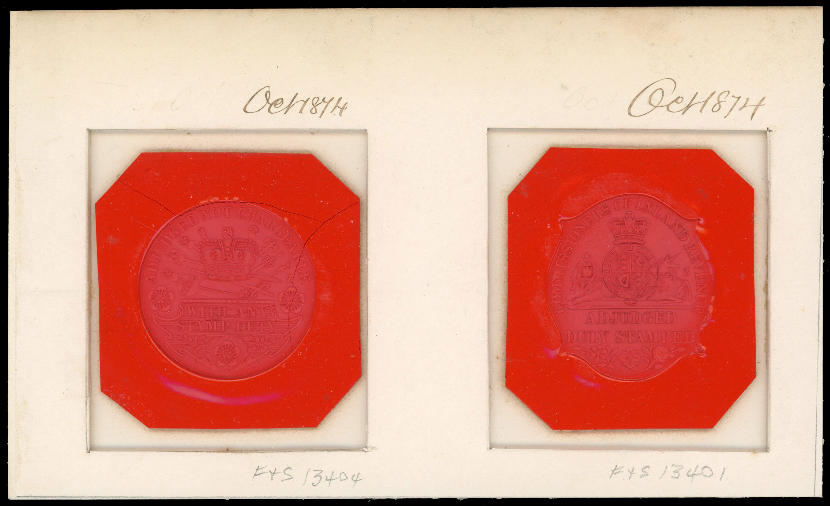 Ireland Impressed Stamp De La Rue red wax Die Proofs