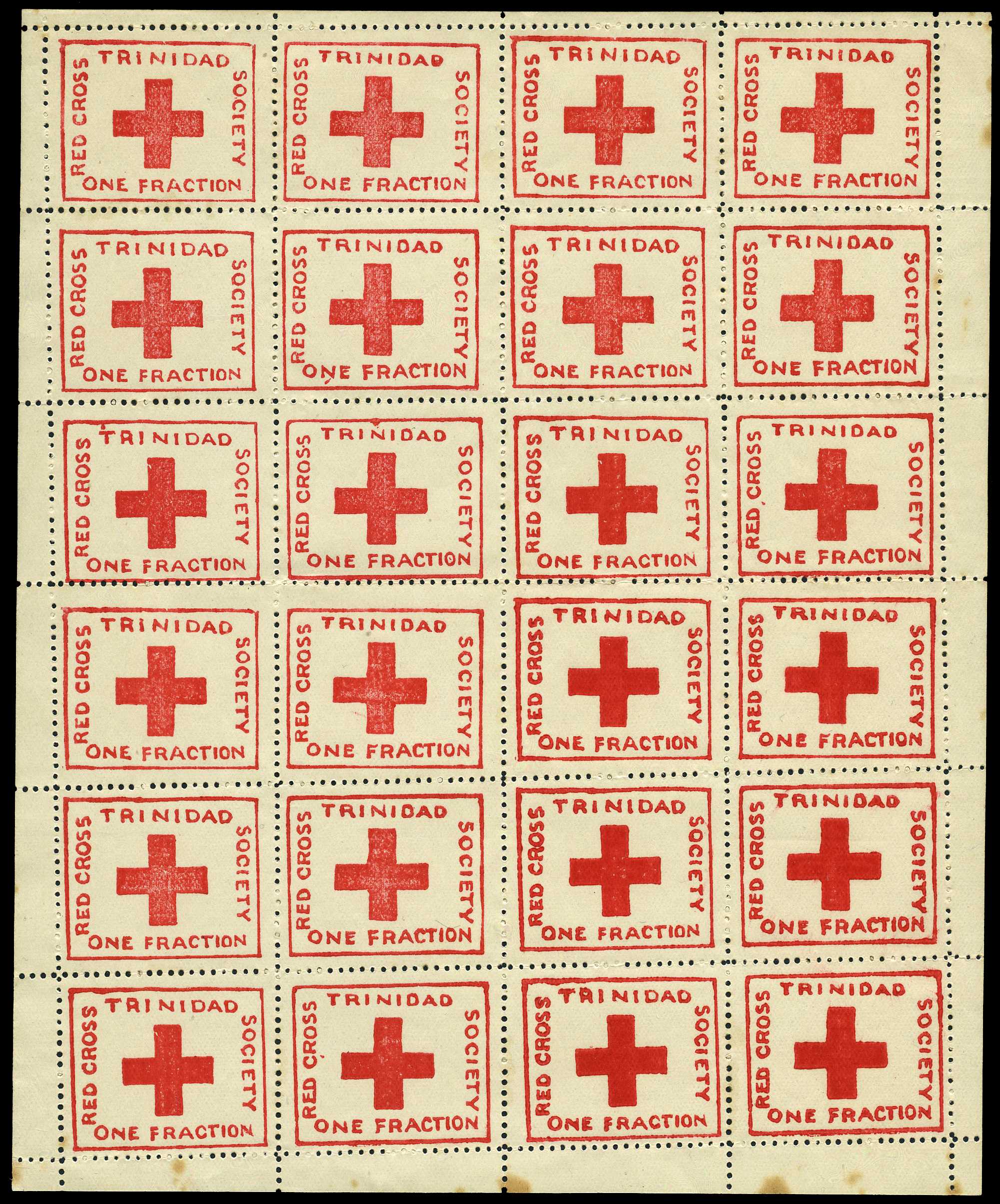 1914 Red Cross Label, complete sheet of 24,...