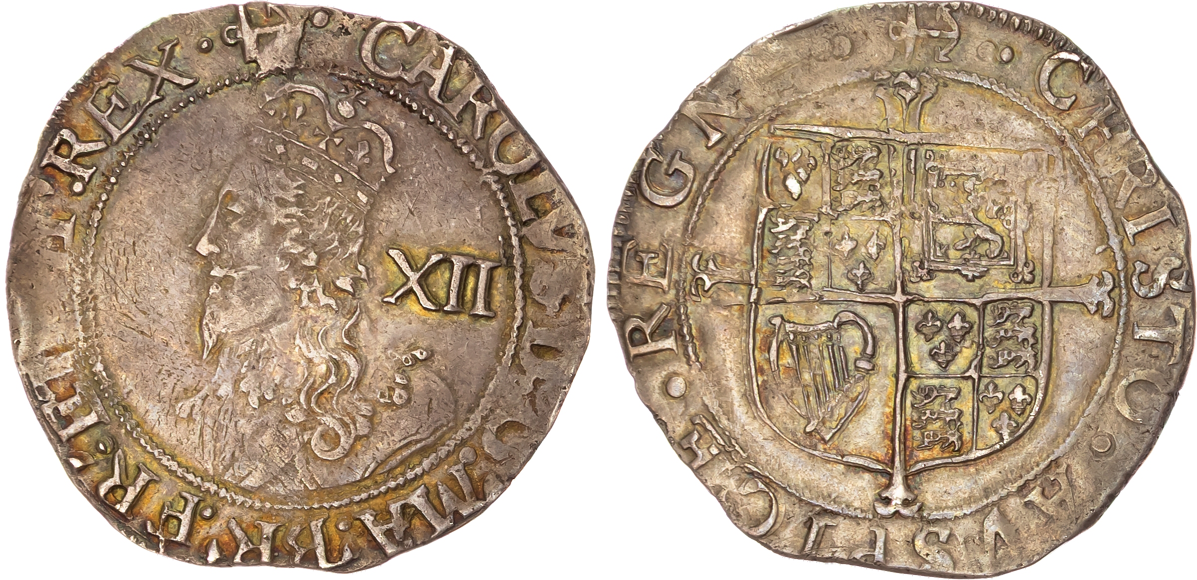Charles I (1625-1649) Shilling, Tower Mint, Group E, fifth bust, type 4.1 variety. 