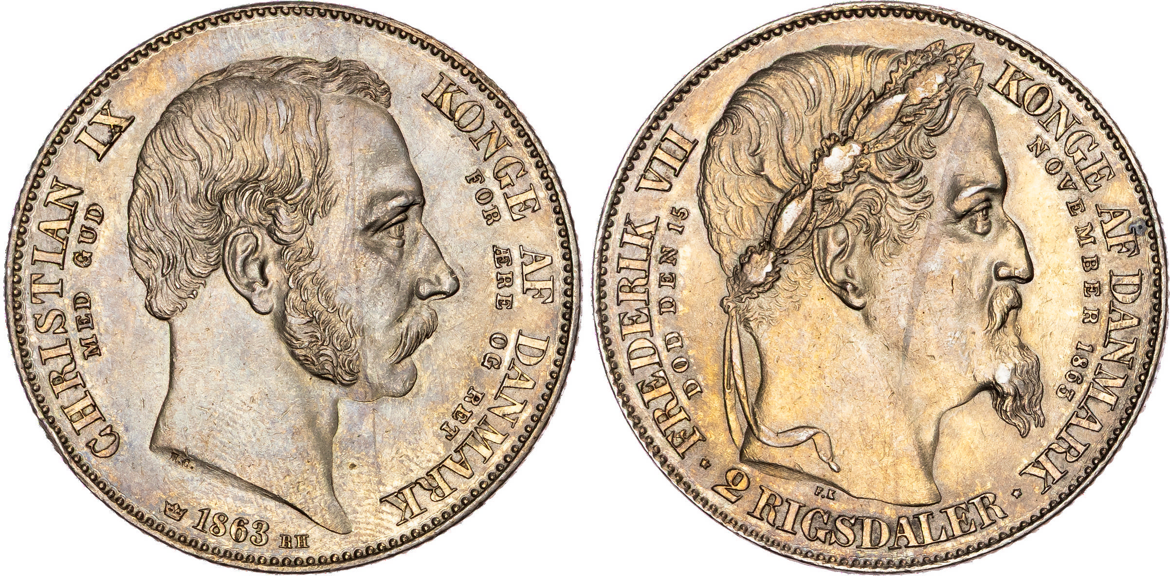Denmark, Christian IX (1863–1906), silver 2 Rigsdaler, 1863