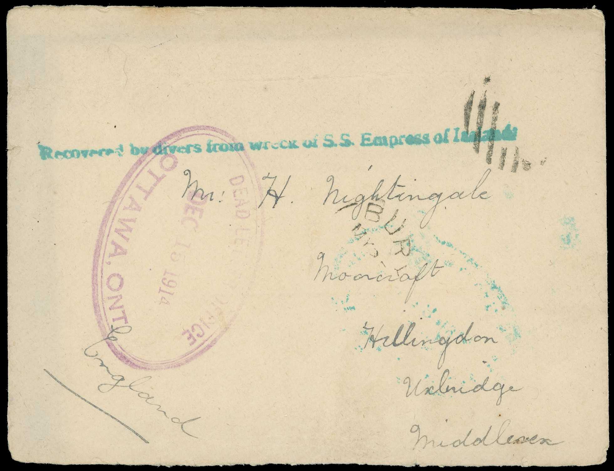 Canada: 1914 envelope from Canada to...