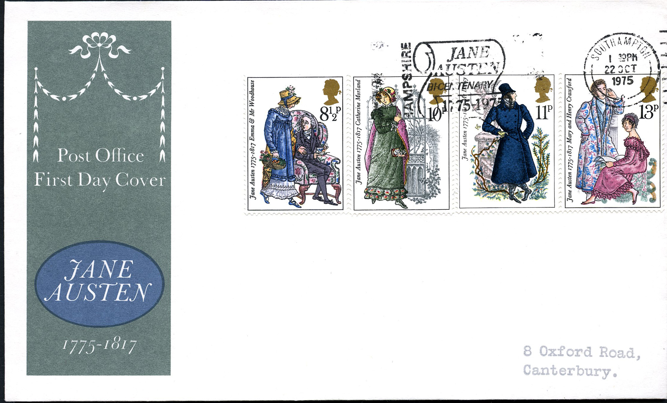 FIRST DAY COVERS: 1975 Jane Austen...