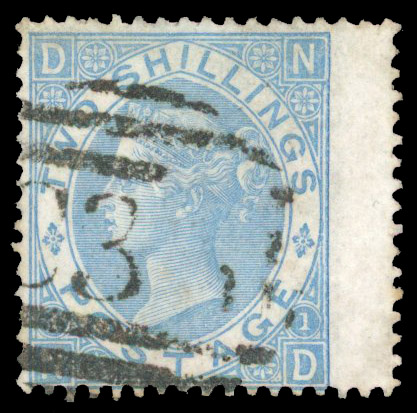 1867 Milky Blue Pl.1 (Wmk. Inverted, KD) used abroad example