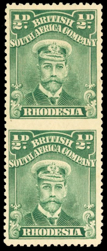 Rhodesia ½d SG 282a pair imperforate between mint