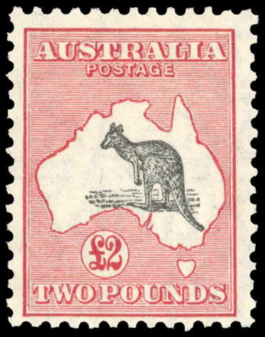 Australia 1929-30 5th wmk £2 black and rose mint S.G. 114 (cat £4,500)