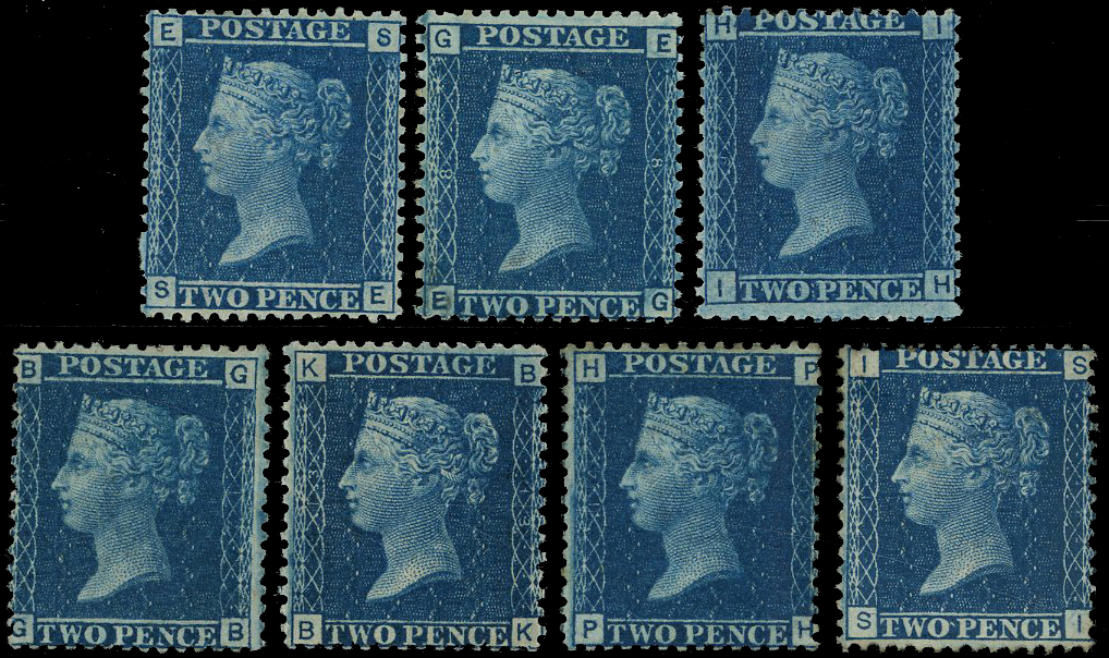 1858-76 2d blue Pl’s.7-15.