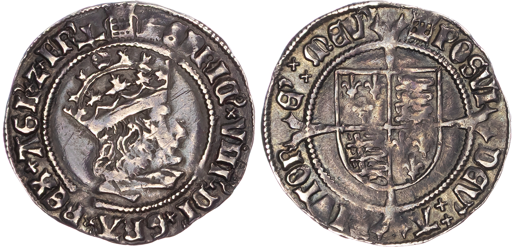 Henry VIII (1509-1547) Groat, London mint, first coinage, mintmark portcullis crowned (1509-26).