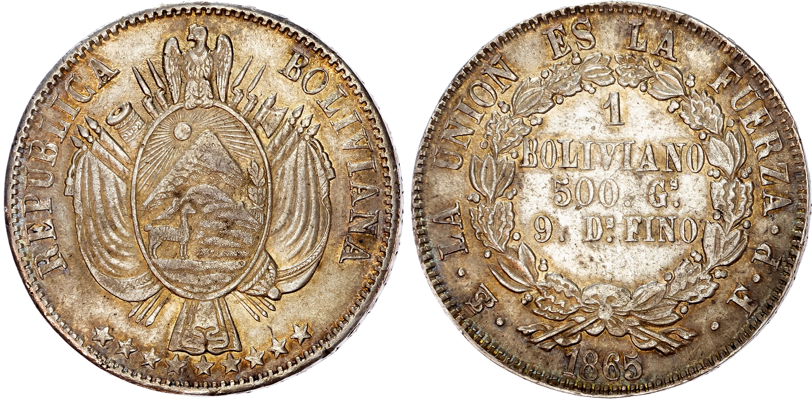 Bolivia, Republic, silver Boliviano (2)