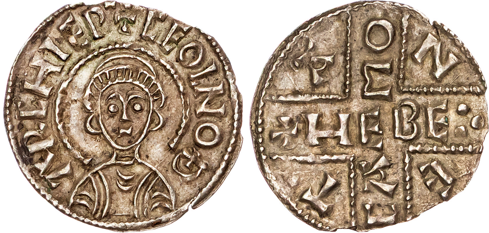 Archbishops of Canterbury, Ceolnoth (833-870), AR Penny, Group III, Inscribed Cross type (c. 855-56).